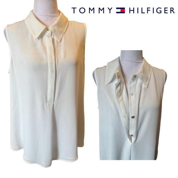 Tommy Hilfiger Tops - NWT Tommy Hilfiger Ivy Pullover Sleeveless Collared Blouse 4 Buttons Size Large